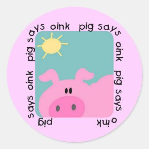 Schweinefleisch sagt "Oink Tshirts und Geschenke" Runder Aufkleber