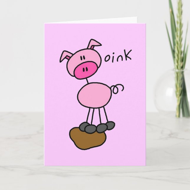Schweinefleisch sagt Rosa T - Shirt und Geschenke Karte (Vorderseite)