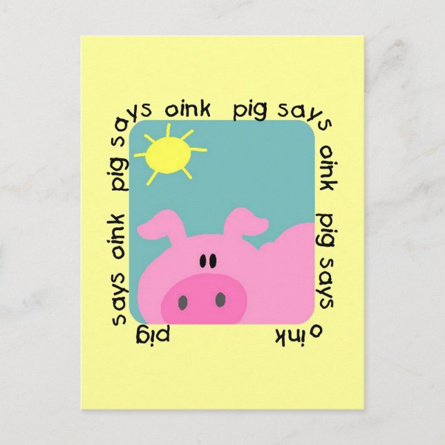 Schweinefleisch sagt Rosa T - Shirt und Geschenke Postkarte (Vorderseite)