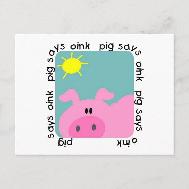 Schweinefleisch sagt Rosa T - Shirt und Geschenke Postkarte (Vorderseite)