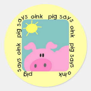 Schweinefleisch sagt Rosa T - Shirt und Geschenke Runder Aufkleber