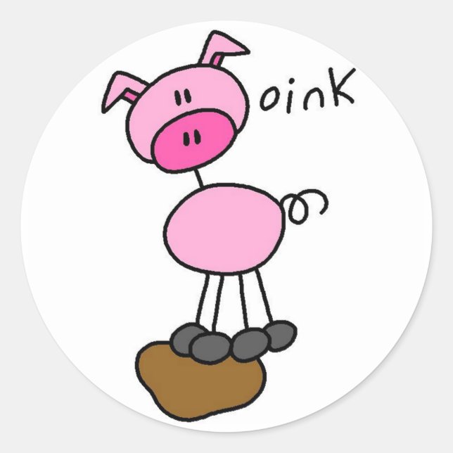 Schweinefleisch sagt Rosa T - Shirt und Geschenke Runder Aufkleber (Vorderseite)