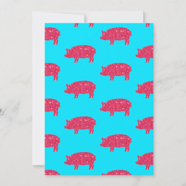 Schweinefleisch Silhouette Rosa Glitzer Girly Farm Dankeskarte (Vorderseite)