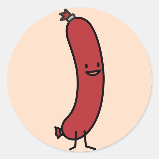 Schweinefleisch-Wurst Kielbasa Dackel Hot Dog Runder Aufkleber (Vorderseite)
