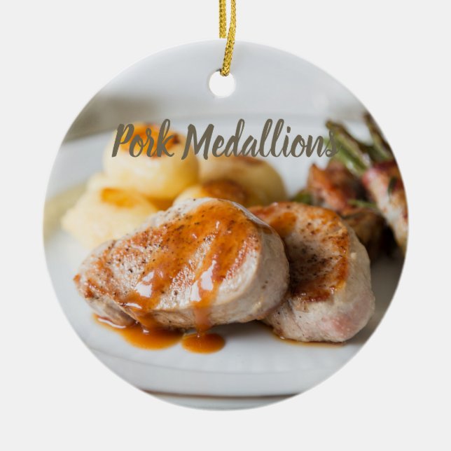 Schweinefleischmedaillons tenderloin mit Kartoffel Keramik Ornament (Vorne)