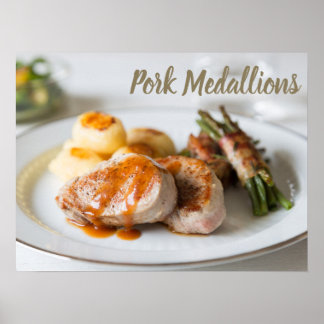 Schweinefleischmedaillons tenderloin mit Kartoffel Poster