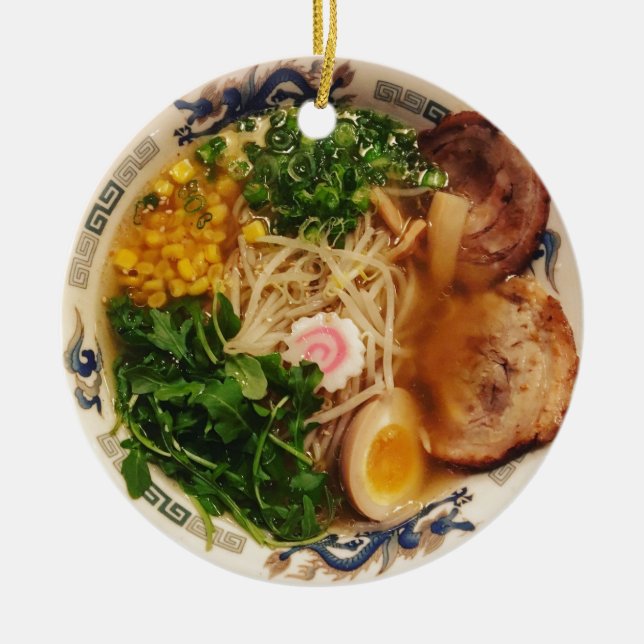 Schweinefleischramen-Nudeln Keramik Ornament (Vorne)
