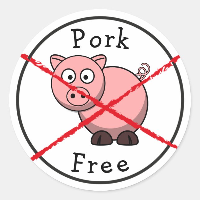 Schweinefreie Schweine - Lebensmittelkennzeichnung Runder Aufkleber (Vorderseite)