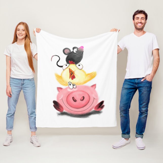 Schweinehähnchen und Maus Freunde Funny Fleece Bla (Beispiel)