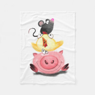 Schweinehähnchen und Maus Funny Baby Fleece Blanke
