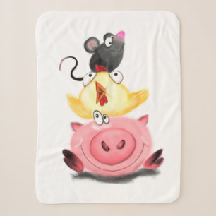 Schweinehähnchen und Maus Funny Baby Sherpa Blanke Sherpadecke