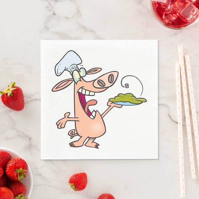 Schweinekoch mit Essen Serviette (Von Creator hochgeladen)