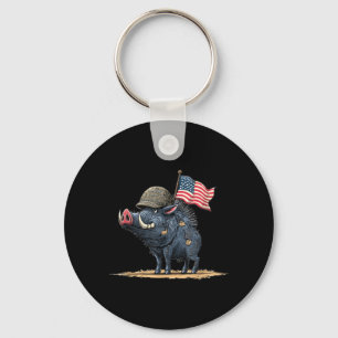 Schweinekostüm mit militärischem Helm für Wildschw Schlüsselanhänger
