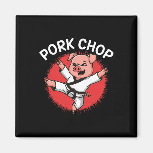 Schweinekotelett Karate Schwein Spaß für Schweinef Magnet