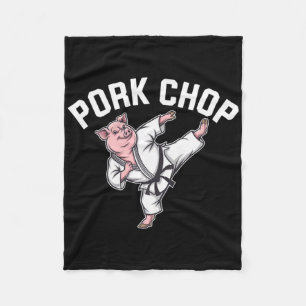 Schweinekotelett - Lustiger Schwein Karate Wortwit Fleecedecke