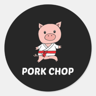 Schweinekotelett - Lustiger Schwein Karate Wortwit Runder Aufkleber