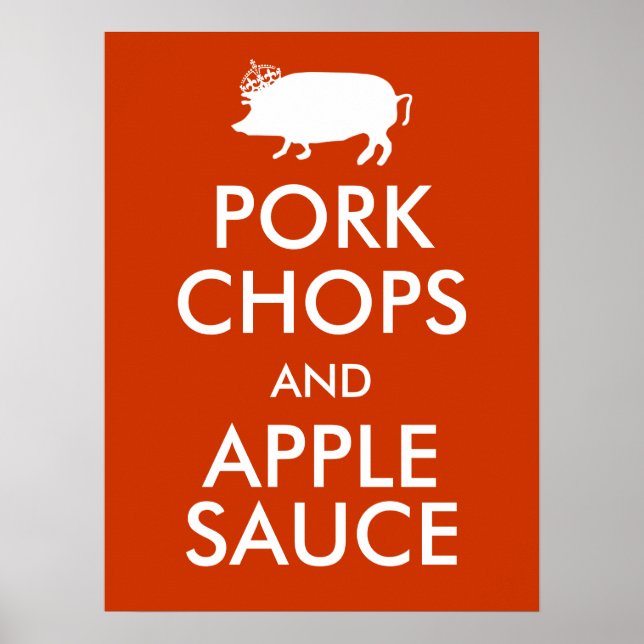 Schweinekoteletts und Apfelmus Poster (Vorne)