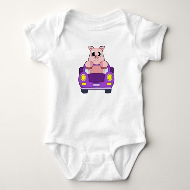 Schweinekraftwagen Baby Strampler (Vorderseite)