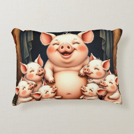 Schweinekunst – Mutter & Ferkel Dekokissen