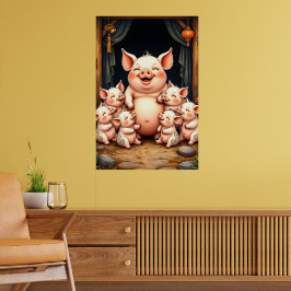 Schweinekunst – Mutter & Ferkel Poster