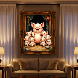 Schweinekunst – Mutter & Ferkel Poster