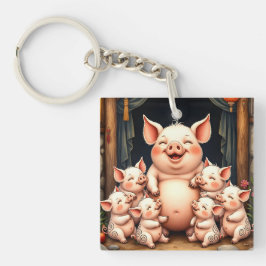 Schweinekunst – Mutter & Ferkel Schlüsselanhänger