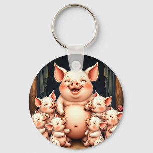 Schweinekunst – Mutter & Ferkel Schlüsselanhänger