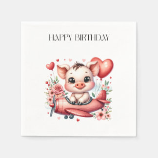Schweinepilot Geburtstag Serviette