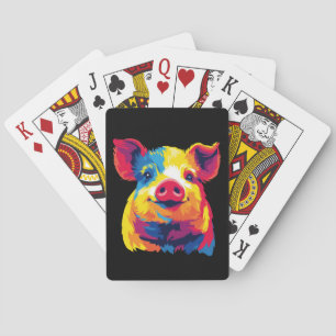 Schweineporträt-Illustration Aquarellmalerei Spielkarten