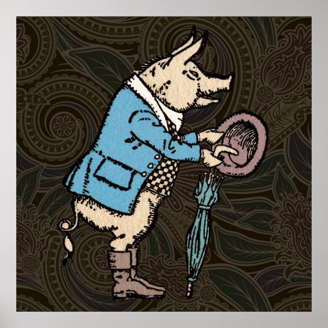 Schweineschleife formale antike Farbe Poster (Vorne)