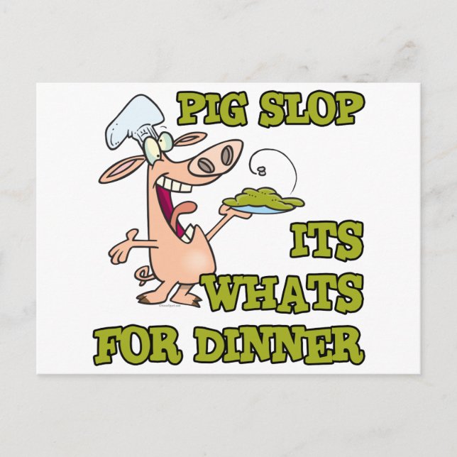 Schweineschwalbe zum Abendessen lustigen Cartoon k Postkarte (Vorderseite)