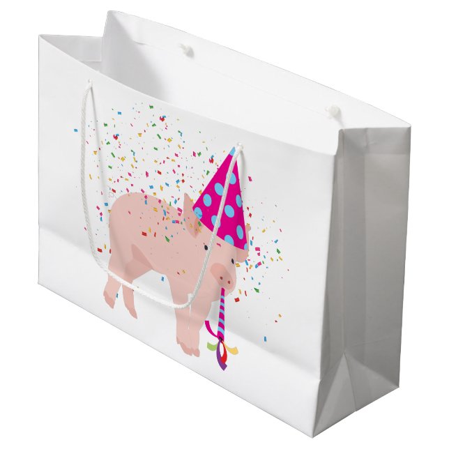 Schweinezucht - Tiere mit Party Große Geschenktüte (Vorderseite Schrägansicht)
