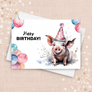Schweinezuchtbetrieb Viehfarbenportrait Happy Birt Karte