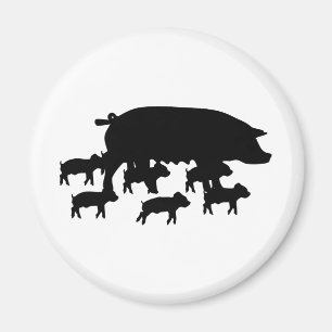 Schweinmama mit junger Schweinikone Magnet
