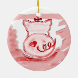 Schweinverzierung, Spaßgeschenkverzierung für Keramikornament