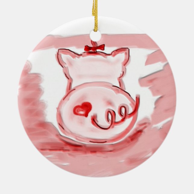 Schweinverzierung, Spaßgeschenkverzierung für Keramikornament (Hinten)
