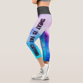 Schweiß ist fett, blau und lila capri leggings