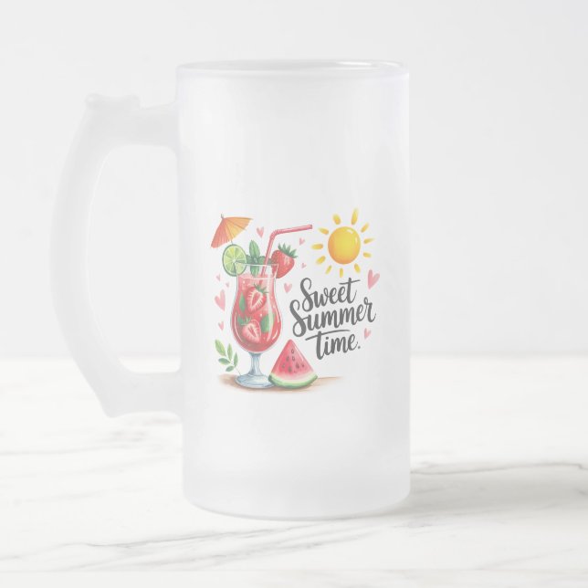 Schweiß Sommertime  Mattglas Bierglas (Links)