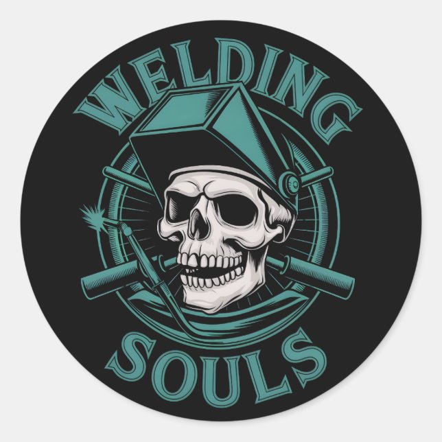 Schweißbare Soule Retro-Schädelmaske und -Tools Gr Runder Aufkleber (Vorderseite)