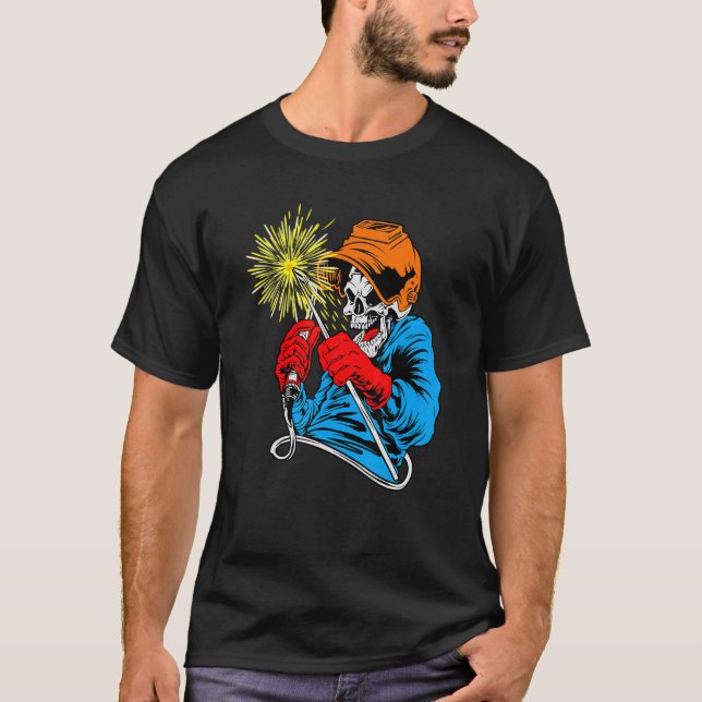 Schweißen von Arc Welder Skelett Skull Tig Gas Sch T-Shirt (Vorderseite)