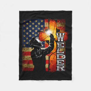Schweißer Amerikanische Flagge Schweißen Glaube Kr Fleecedecke