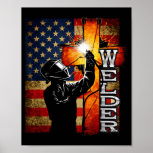 Schweißer Amerikanische Flagge Schweißen Glaube Kr Poster