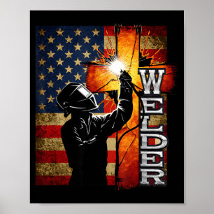 Schweißer Amerikanische Flagge Schweißen Glaube Kr Poster