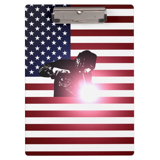 Schweißer u. amerikanische Flagge Klemmbrett (Vorderseite)