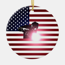Schweißer und amerikanische Flagge Keramik Ornament