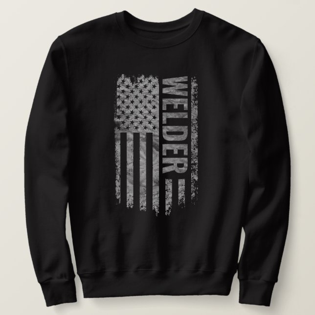 Schweißer USA-Flagge Distressed-Design Sweatshirt (Design vorne)
