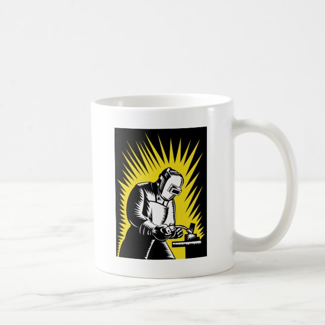 Schweißerarbeitskraftschweißen Kaffeetasse (Rechts)