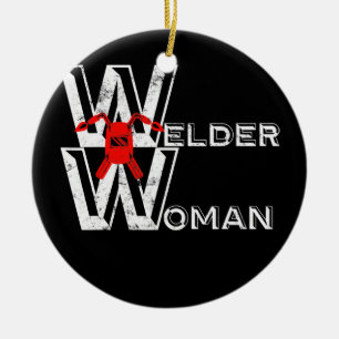 Schweißerin Frau weibliches Schweißgeschenk Damen Keramik Ornament