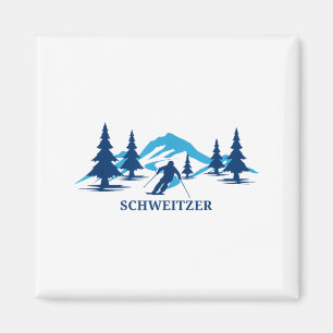Schweitzer Idaho Skigebiet Skifahren Skifahrer Magnet