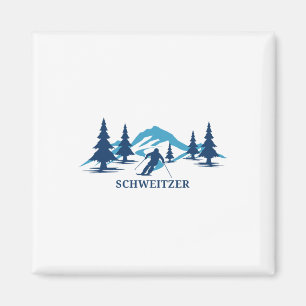 Schweitzer Idaho Skigebiet Skifahren Skifahrer Magnet